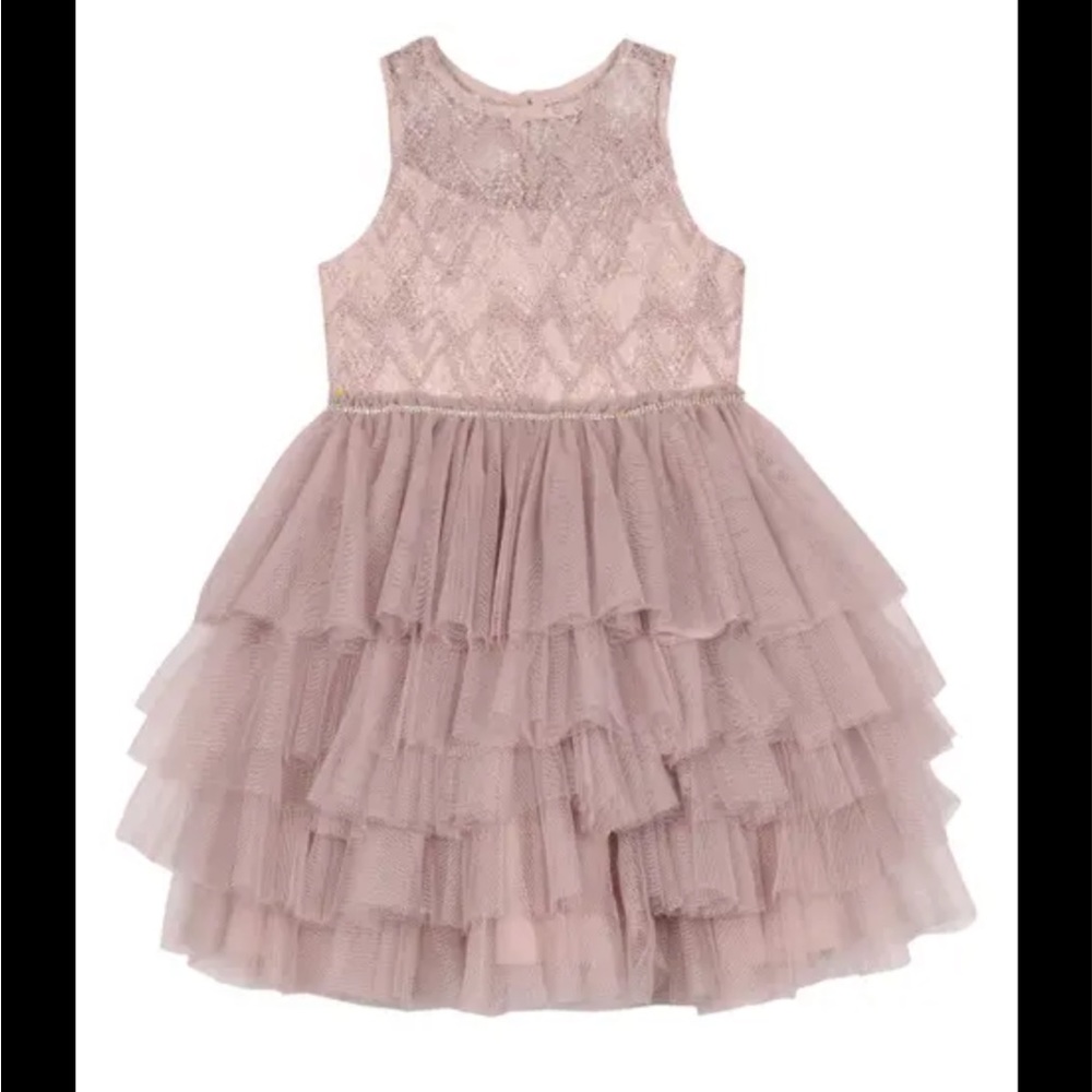 Badgley Mischka Beaded Tulle Party Dress.